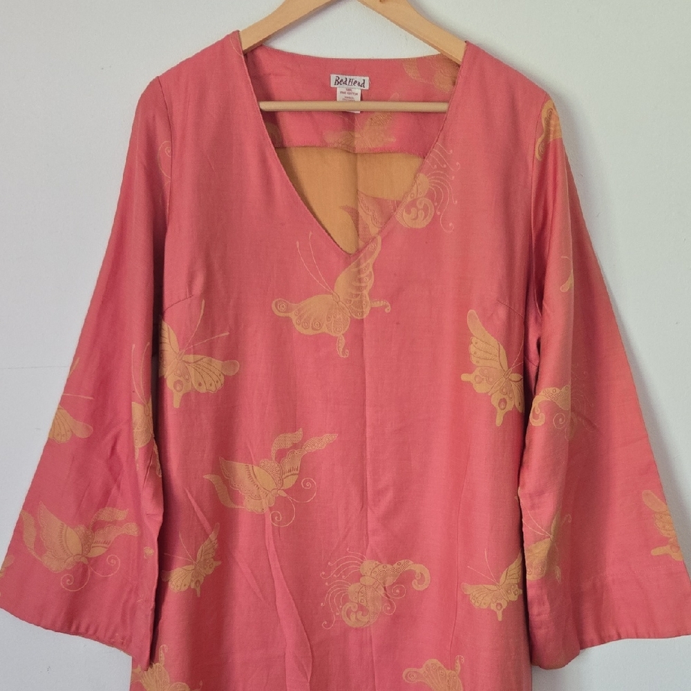 VINTAGE BedHead Butterfly Print Kaftan Maxi Dress Loungewear - Sz XL